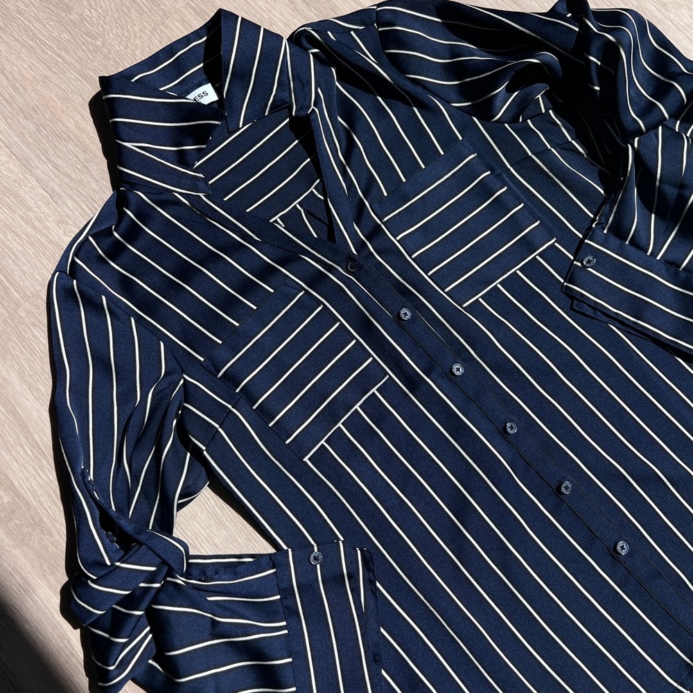 Express blue stripped dress shirt